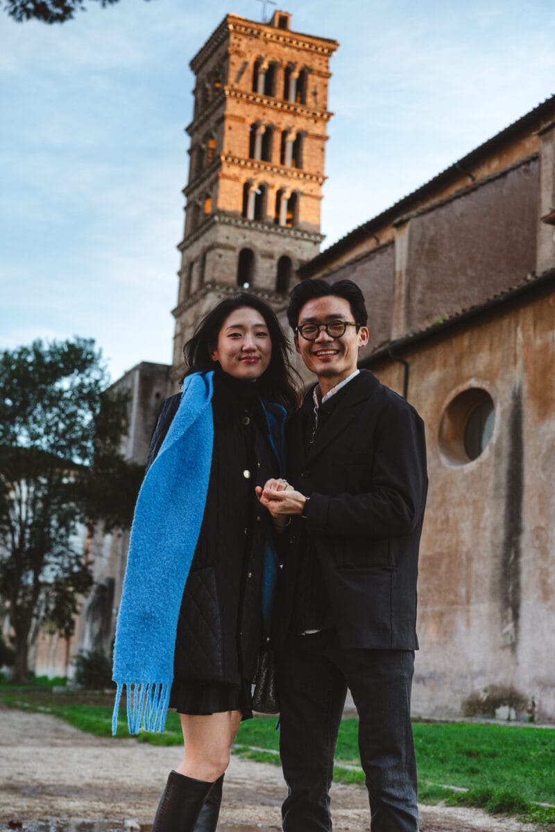 Ritratto di fidanzati con panorama di Roma